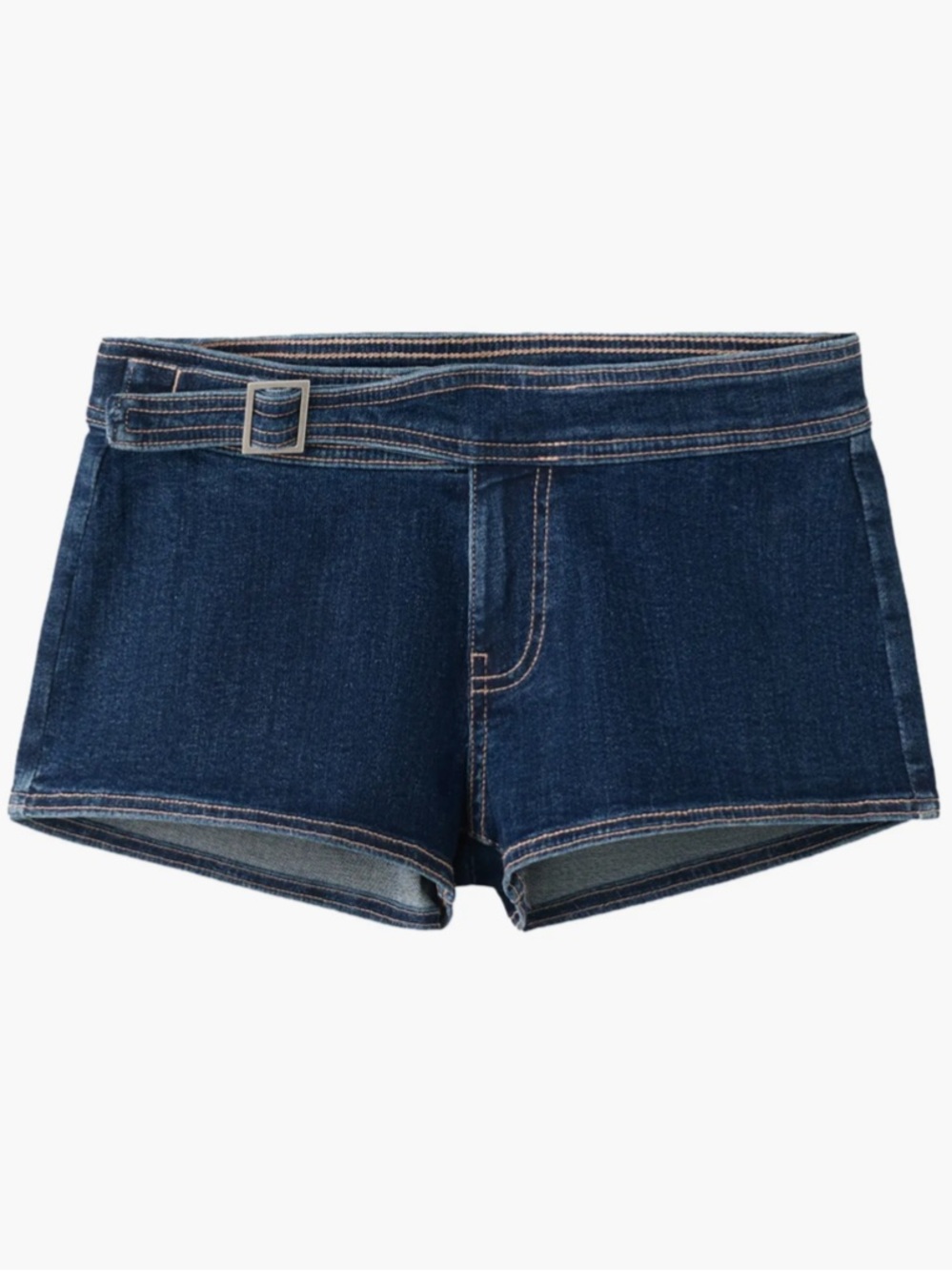Mango Dark Blue Denim Belted Shorts